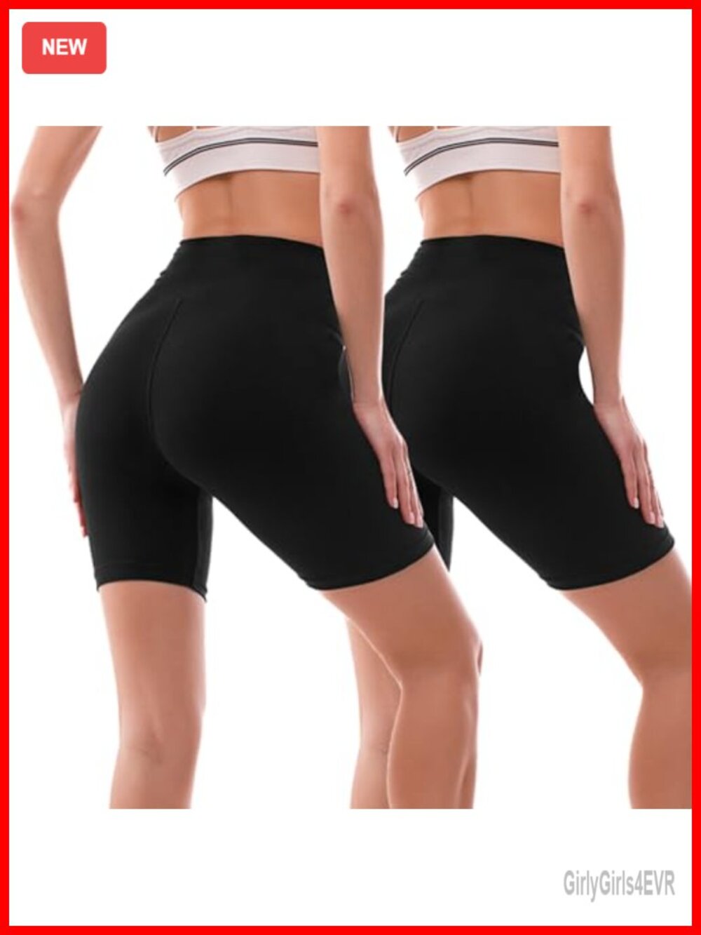 High Waisted Biker Shorts Spandex Workout Compression 2 Pack